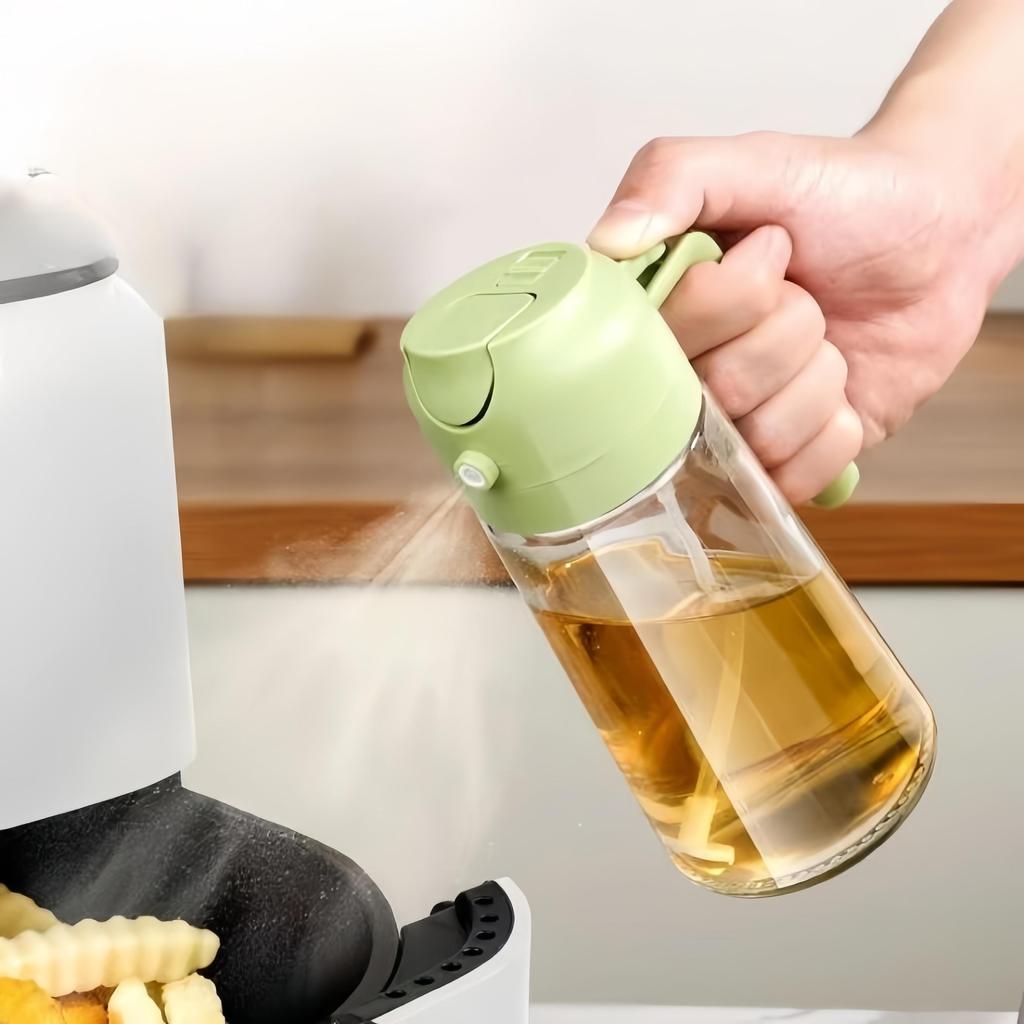 Erogatore E Spruzzatore Per Olio 2 In 1 – Bottiglia In Vetro Da 470 Ml, Anti-perdite, Per Friggere, Insalate E Grigliate (Nero)