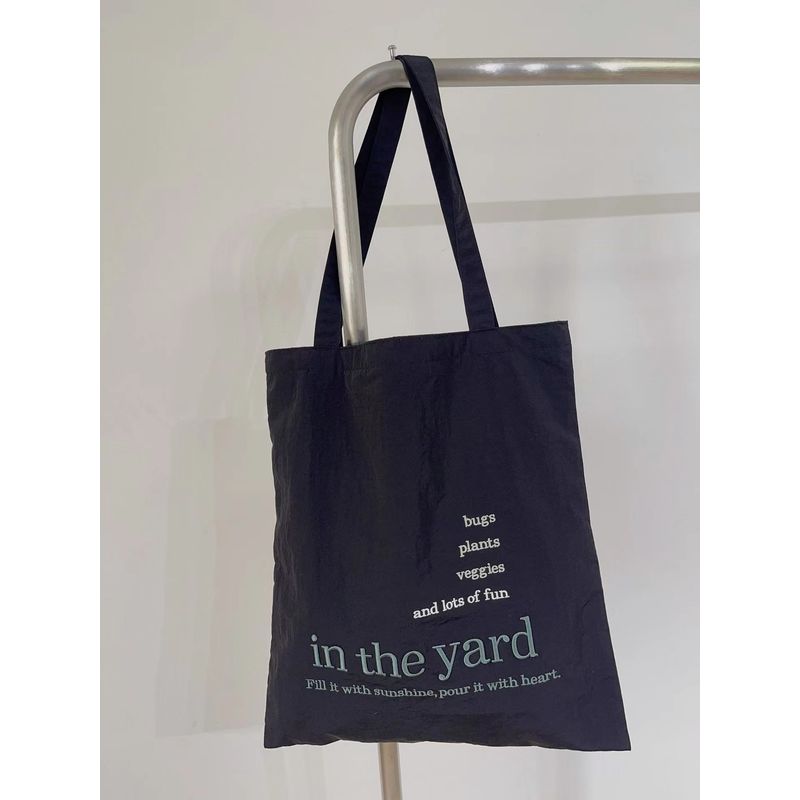 

Stereo Canvas Bag Contrast Color Niche Style Double-Layer Embroidery Thin black