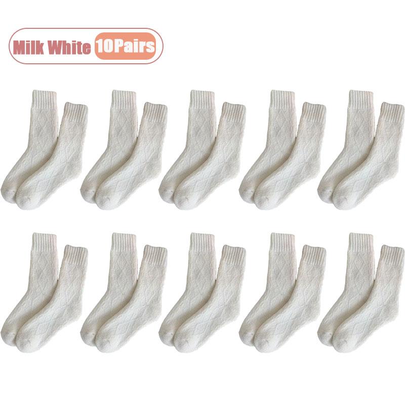 1-10Pairs Winter Plush Socks Women Thick Mid Calf Heating Thermal Long Socks Fall Cold Weather Maternity Postpartum Warm Sock