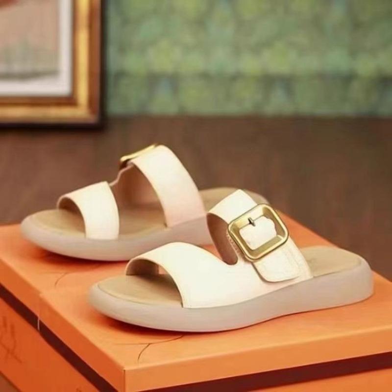 Internet celebrity popular fashion large size soft-soled slippers women summer wear 4142 new casual versatile Roman beach shoes women