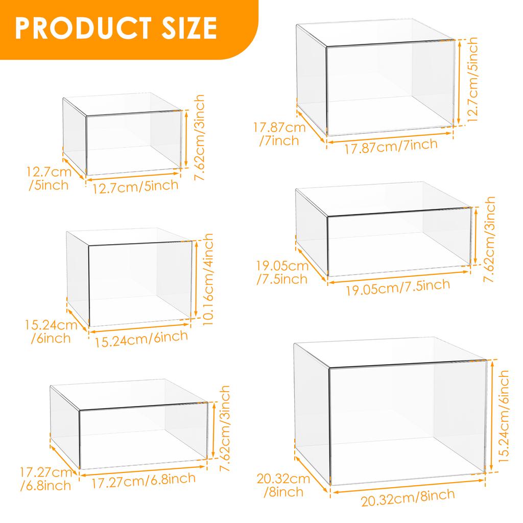 3/6Pcs Acrylic Food Display Riser Box Clear Buffet Riser Food Display Stands Multi-size Jewelry Display Stand for Party Decor