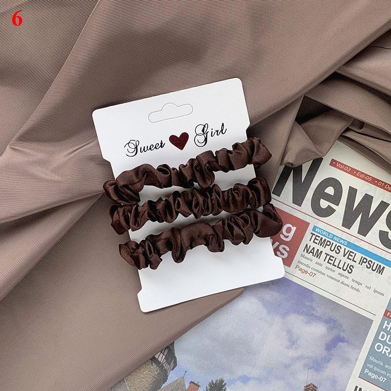Fashion 3PCS/Set Satin Silky Scrunchies Hair Rope Luxury Solid Color Elastic Hair Bands Women Hair Accessories Headwear