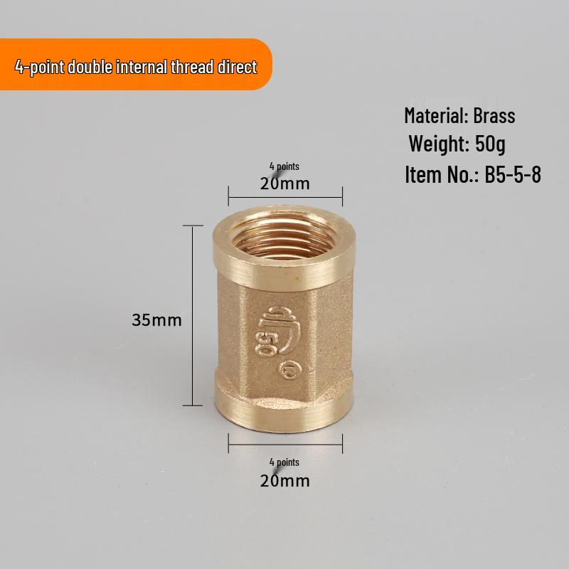 4-Point Dual Male Thread Antique Copper Pipe Extension Connector with Double Female Connection.