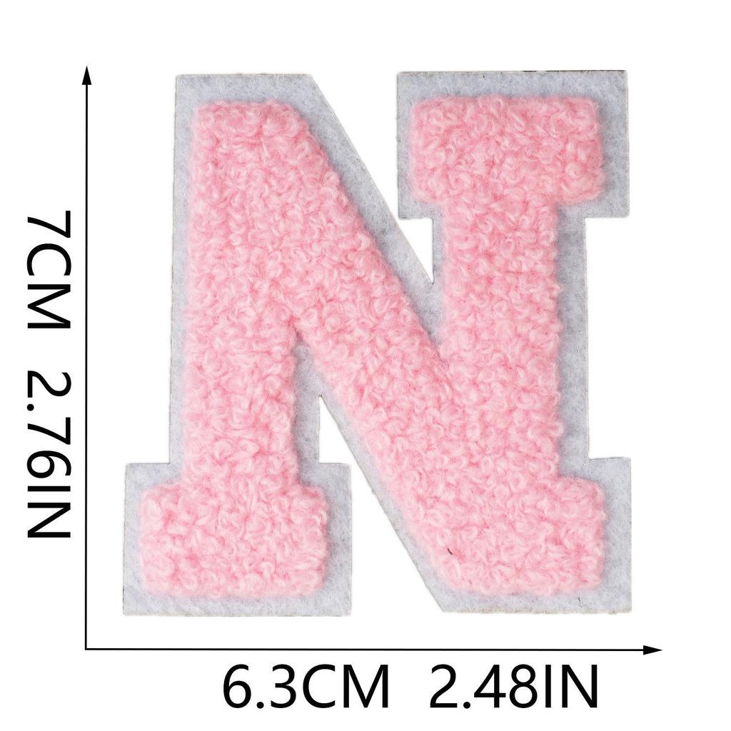 Roaring Sky A-Z Pink Chenille Embroidery Patch: 7cm Iron-on Sticker for Bags