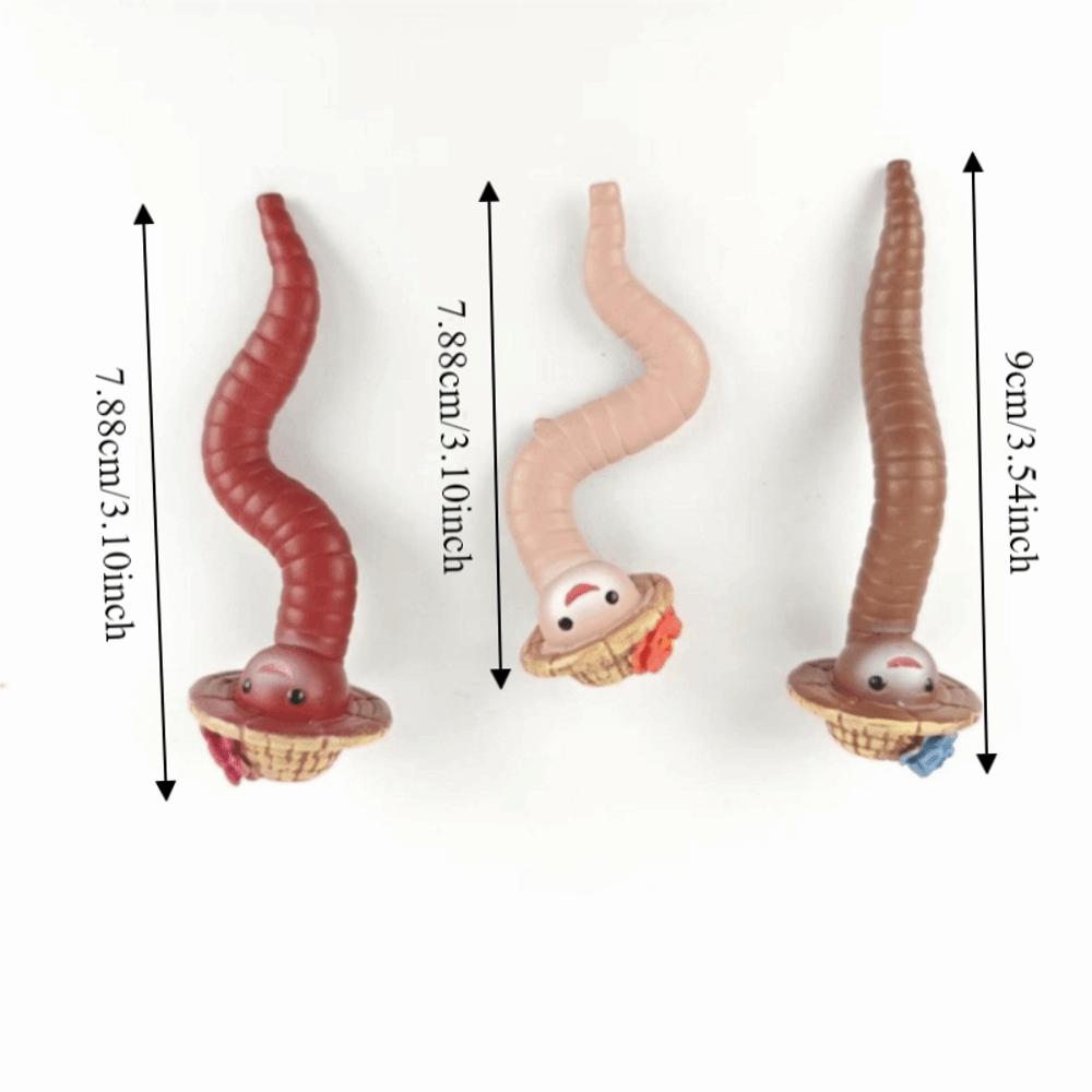 3PCS/SET Resin Earthworm Flowerpot Decoration Realistic Earthworm Ornaments Succulent Plants