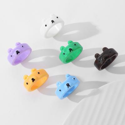 2023 Yeni Moda Zarif Öğrenci Yüzük Mizaç Güzel Karikatür Yüzük Basit Ayı Yüzük