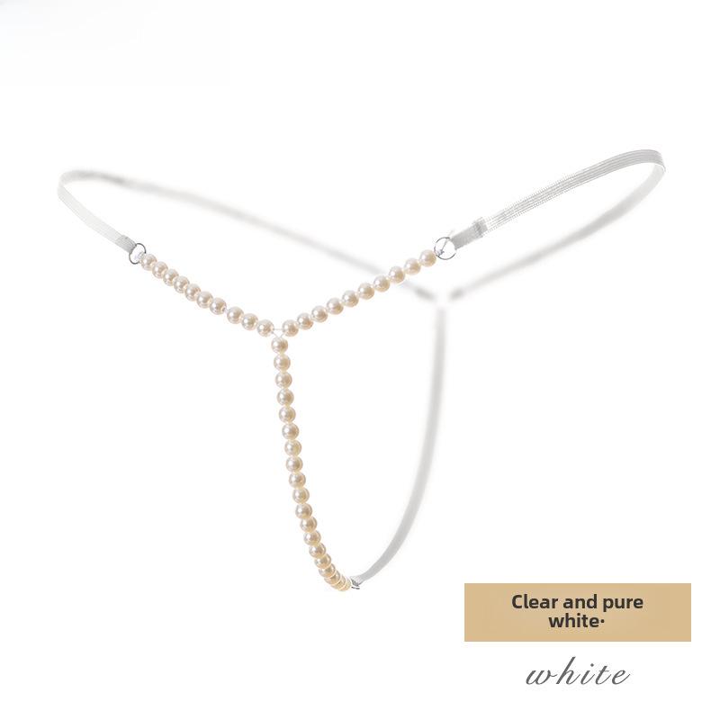 Pearl-Embellished Sheer Thong - Style NK8104