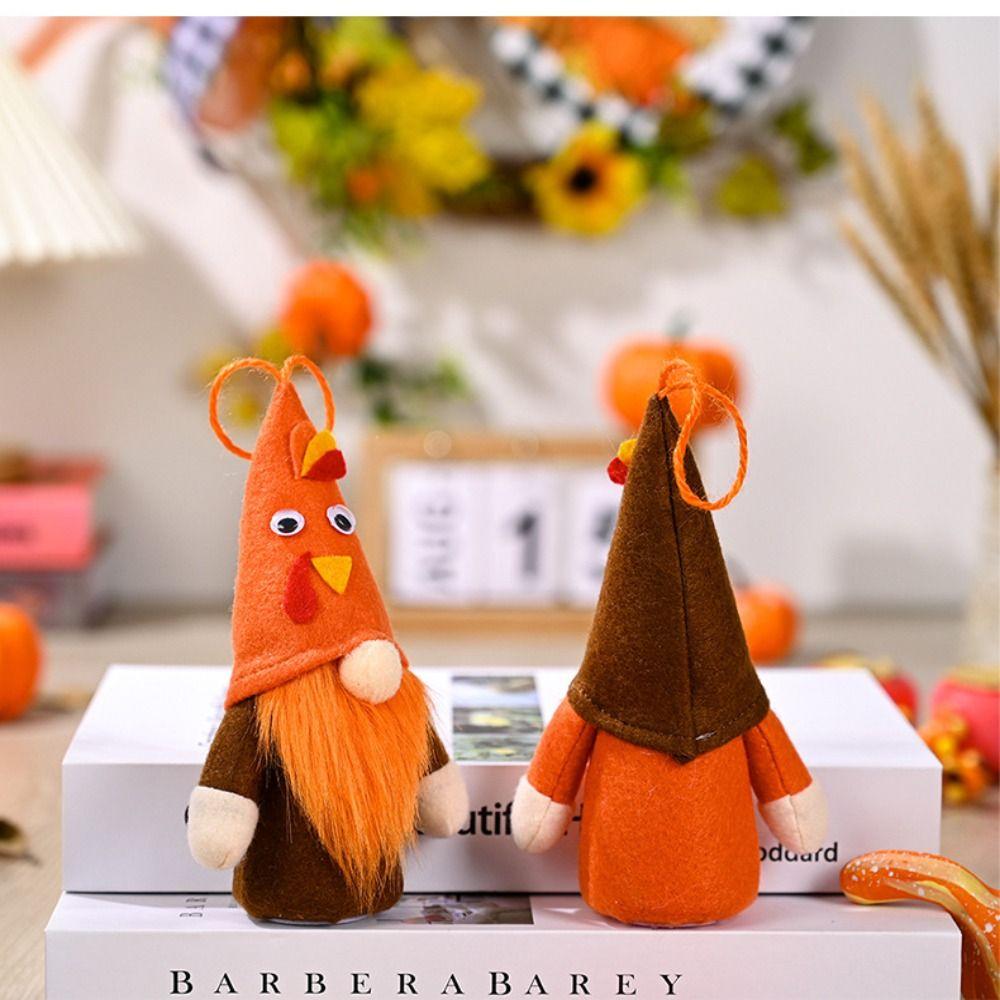 Cute Rudolf with Lamp Pendant Funny Miniature Figurine Sculpture Thanksgiving Turkey Doll  Toy