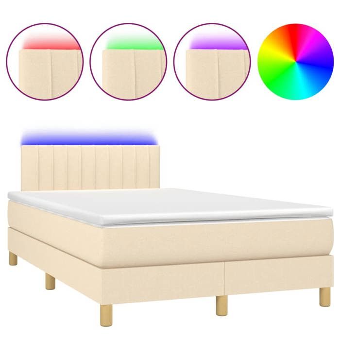 VidaXL Slatted Bed Base with Mattress and LED, Upholstered Bed, Double Bed, Adult Bed for Interior Bedroom, 3133866