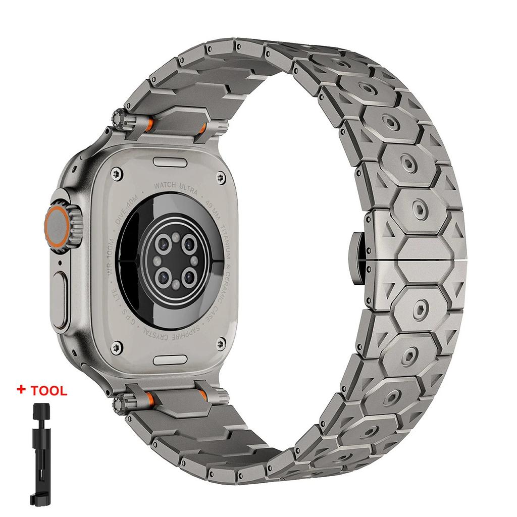 Luxury Titanium Color Strap for Apple Watch 10 Ultra 2 Band 49mm 45mm 44mm 42 Metal Stainless Steel Bracelet Iwatch 9 8 7 6 5 SE