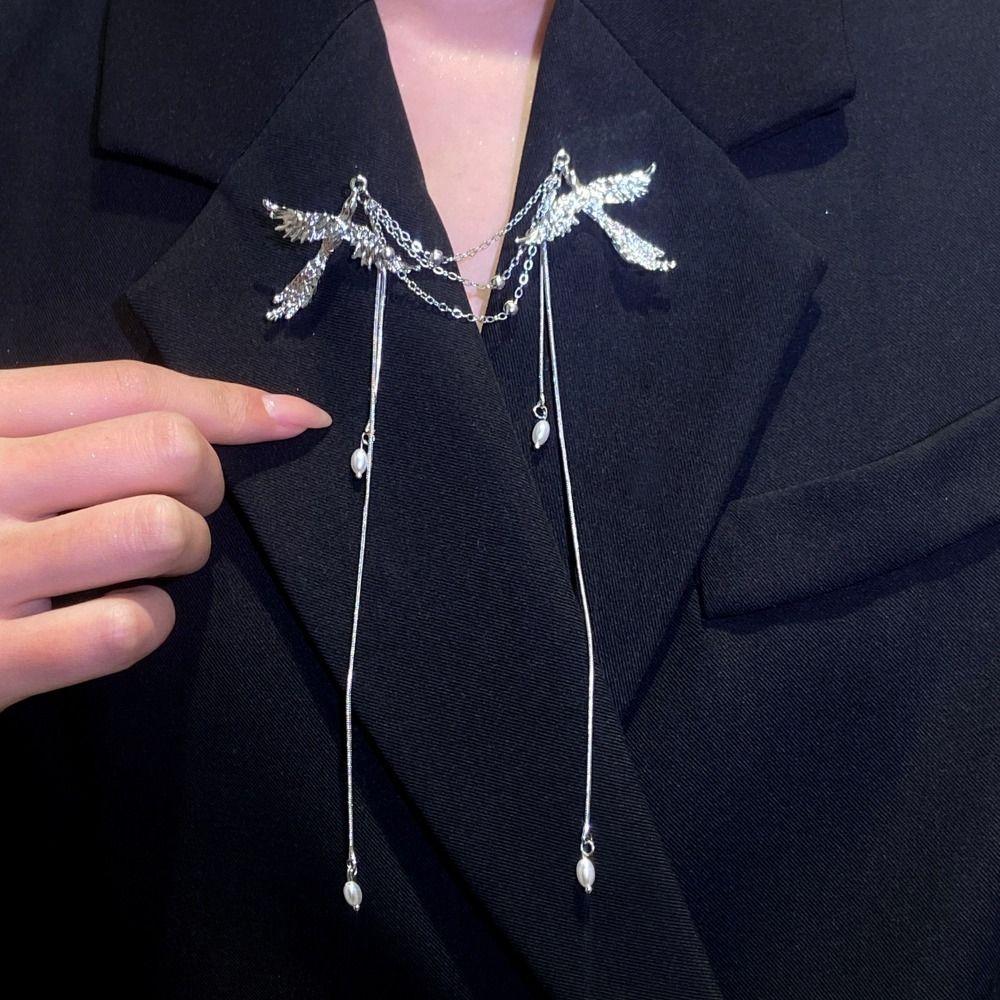 Corsage Ornaments Phoenix Tassel Brooch Pearl Chinese Style Brooch Pin Birds Badge Pin  Party