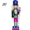 Indoor Christmas Decor Wooden Nutcracker Figurine, Hand Painted Soldier Ornament, Bright Large Figurine Color Statue for Holiday Home Desktop