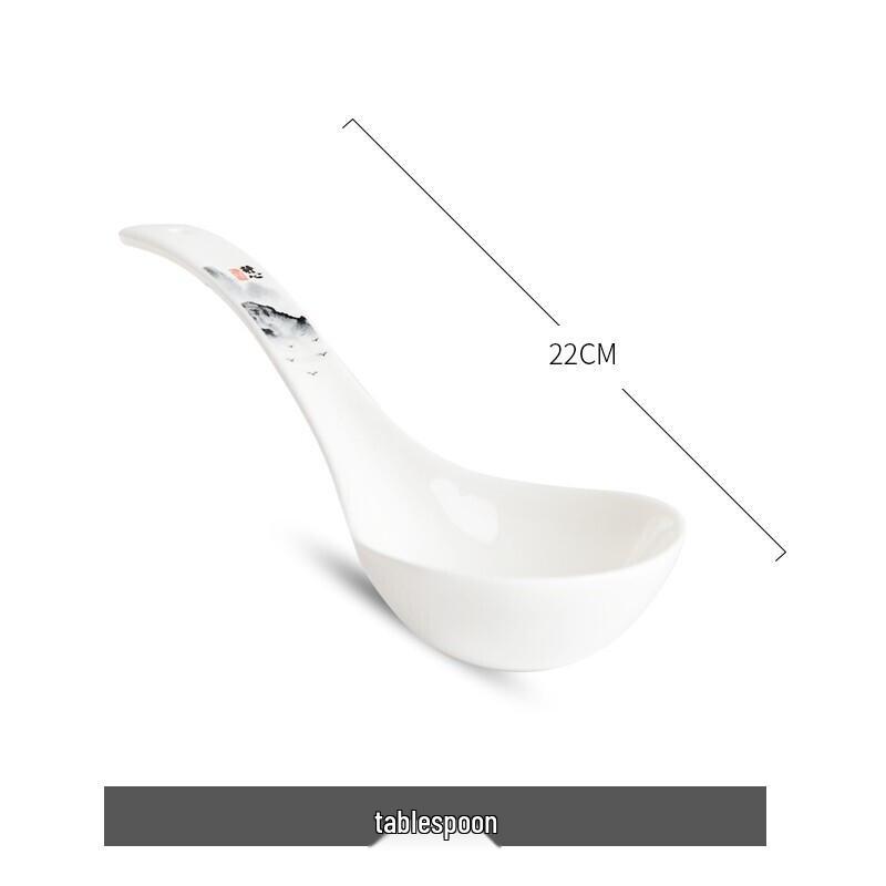 Tangshan Bone China Long Handle Soup Spoon - Ceramic Tableware Ladle Spoon