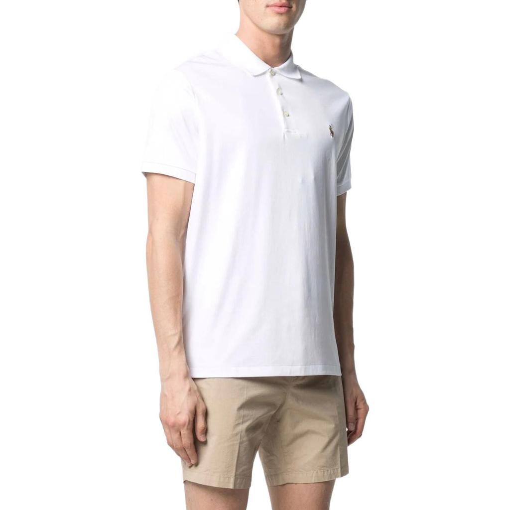Polo Ralph Lauren SS22 Einfarbiges Strick-Poloshirt mit kurzen Ärmeln für Herren Oberteile Weiß 710713130-003