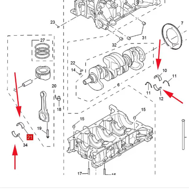 30026285 Engine Connecting Rod Upper and Lower Bearing Bush Crankshaft Spindle Bearing Bush For SAIC MG 950 RX5 RX8 HS GS 2.0T