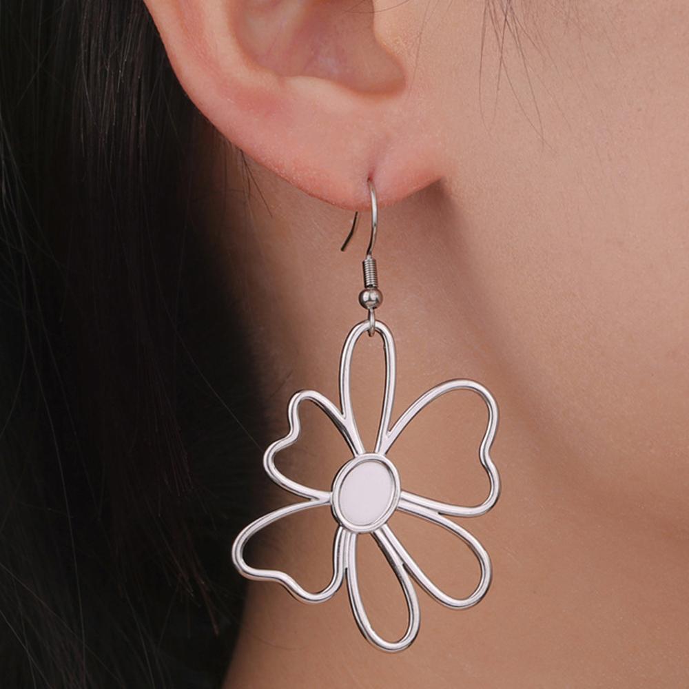 My Shape Large Hollow Flower Earrings Stainless Steel Dangle Earring Simple Boho Women Hanging Earrings Vintage Jewelry Gifts