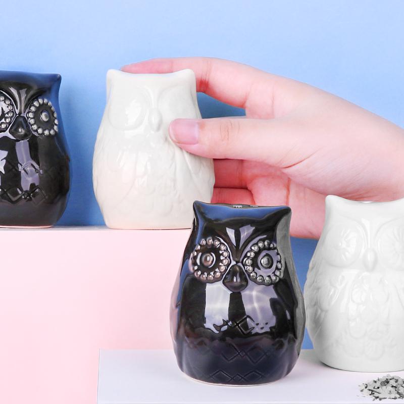 Handmade Owl Ceramic Salt & Pepper Shaker Set Unique Rustic Charming Kitchen and Home Decor Tableware Gift Idea