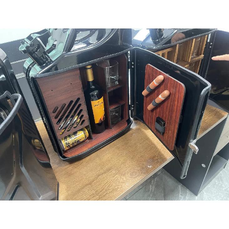 Mini Bar with Wooden Rack for Home Canister Bar Father's Day Gift Custom 20L Black Matte Fuel Metal Jerry Can