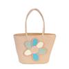 Simple Flower Color Blocked Pattern Women Large Capacity Woven Tote Bag For Summer Casual Use