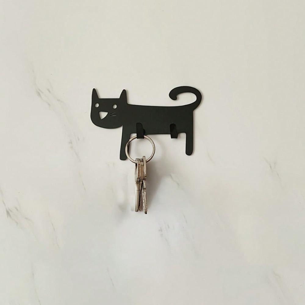 Stainless Steel Smiling Cat Wall Hooks for Kitchen Bathroom Bedroom Door Fridge Storage Organizer