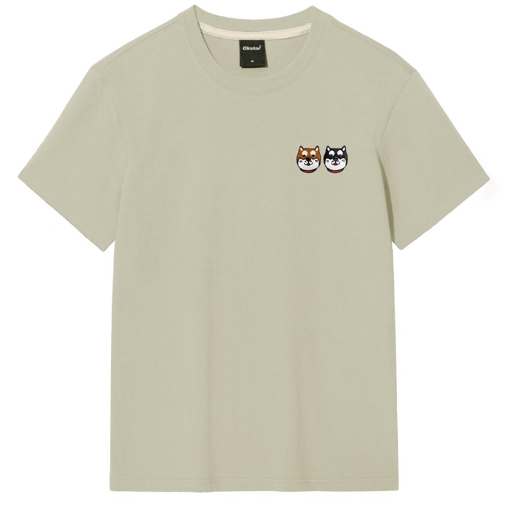 OKSTAR Shiba Friends Embroidered Short Sleeve T-Shirt (Type B)
