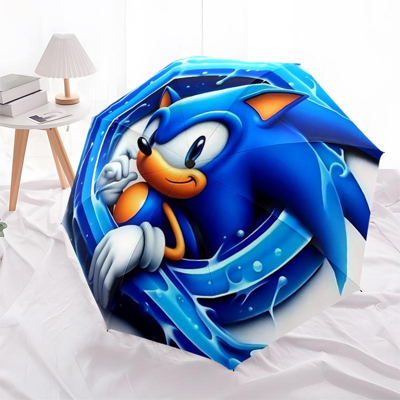 1PC Sonic the Hedgehog, Water Tunnel Automatic Folding Umbrella - Compact 8-Rib Design, Durable Plastic & Iron, Daily Use F010640