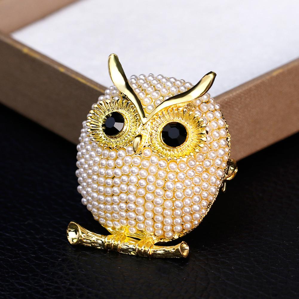 Women Pearl Brooches Cartoon Owl Animal Brooches Party Accessories Wedding Decoration Christmas Jewelry Brooch
