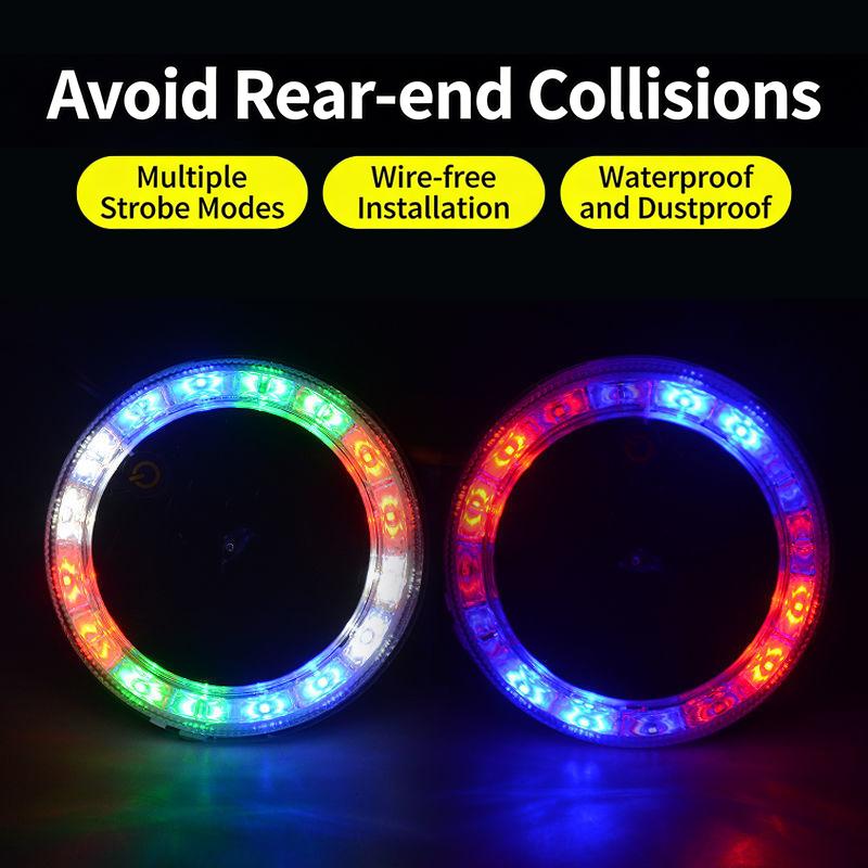 Led Solar Strobe Warning Light Rgb Colorful Night Safety Taillight Flashing Lamp For Cars Trucks Motorcycle Safety Warning