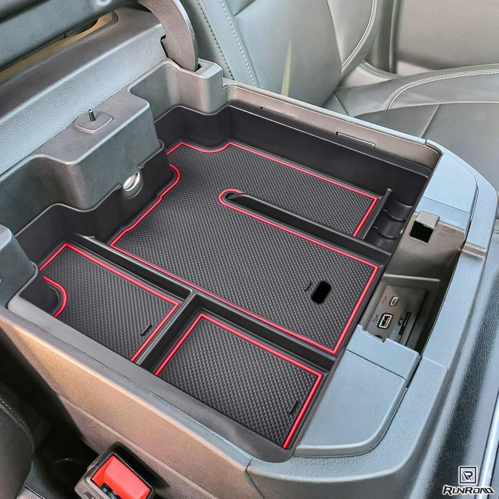 RUNROAD Center Console Organizer Tray Compatible With - Chevy Silverado 1500/GMC Sierra 1500 And 20-23 Silverado/Sierra 2500HD/3500HD Accessories,