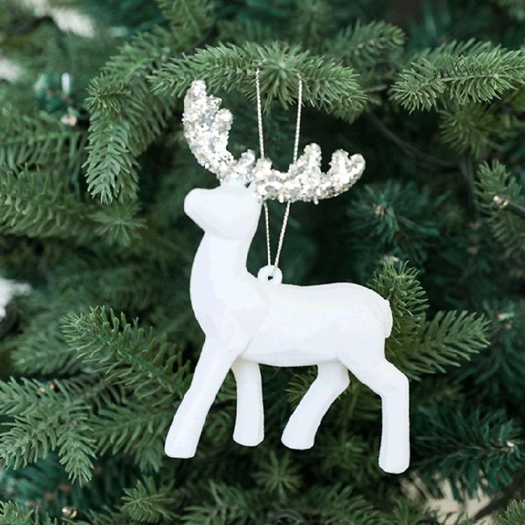 Set of 8 Festives Reindeers Hanging Baubles Tabletop Decoration Deer Shaped Figurines Ornament Holiday Accessories