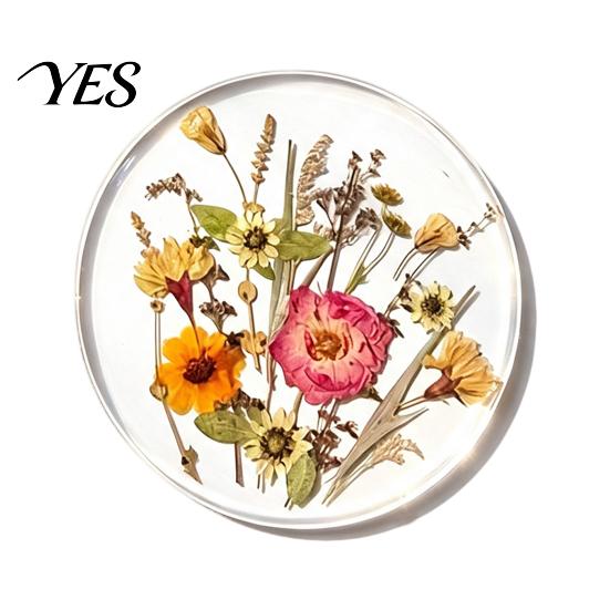 Decorative Acrylic Coasters Floral Print Coaster, Non-Slip Surface Heat Resistant Protection Cup Pad, Modern Kitchen Table Decor Transparent Round Mat
