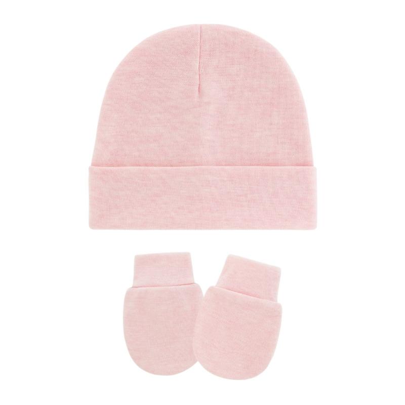4 Set Baby Bonnet Cap Feature Foldable Edge with Mittens Cotton Fabric Gentle On Sensitive Skin Multiple Color Available