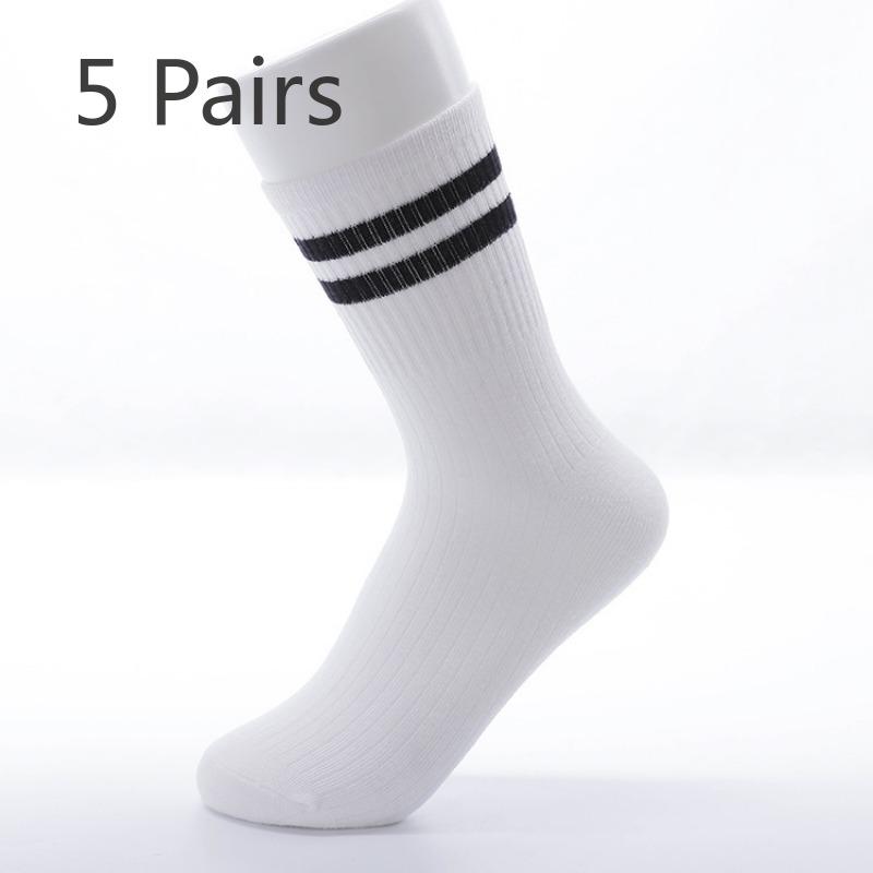 

5 пар новых дышащих повседневных полосатых носков до середины икры для женщин на весну и осень 5 Pairs белый