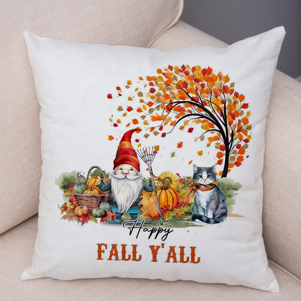 Happy Harvest Season Pillowcase Double Print Fall In The Air Cushion Cover Soft Plush I Love Autumn Pillowcase for Sofa Home Car