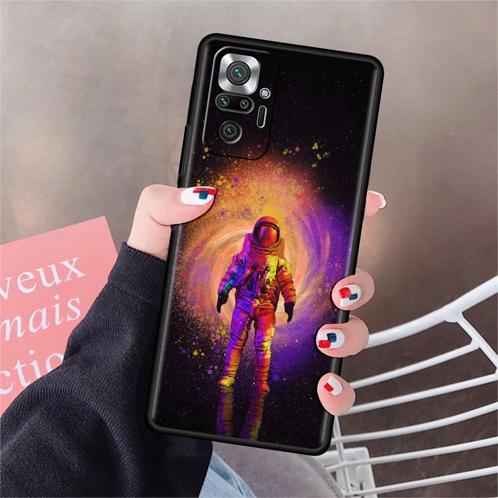 Hülle Für Xiaomi Redmi Note 10 9 11 Pro Weiche Handyhülle 10S 9S K40 8 9A 9C 9T 7 10C 8T Silikonhülle Cool Lonely Astronaut Capa