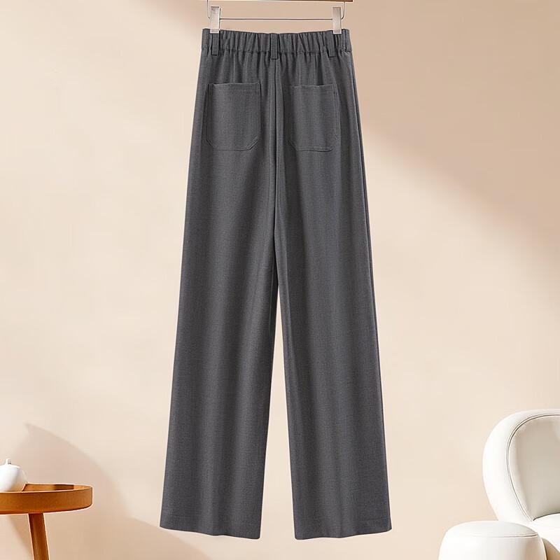 Women's Elastic Waist Draped Wide-Leg Suit Pants