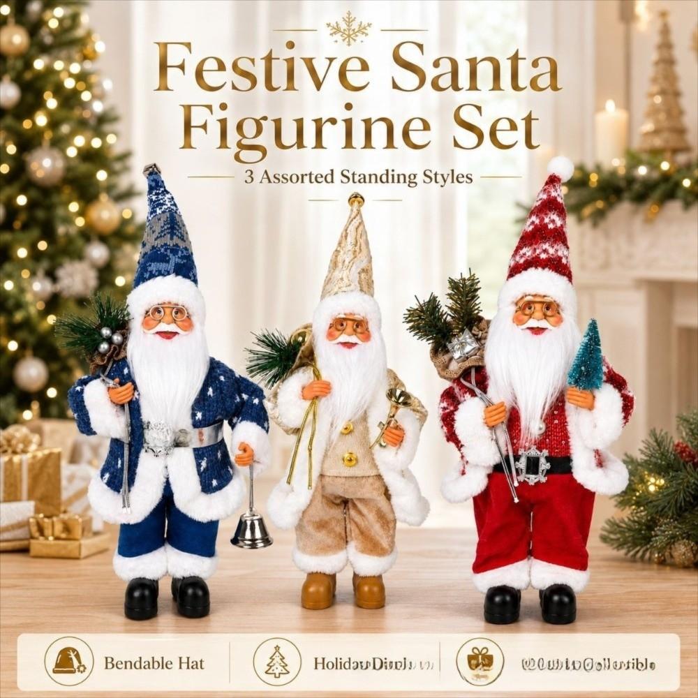 40cm Christmas Santa Doll Standing Posture Christmas Figurine Christmas Home Decor