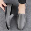 New 2024 Men Dress Shoes Genuine Leather Breathable Middle Aged Business Round Toe Wedding Footwear Male Flat