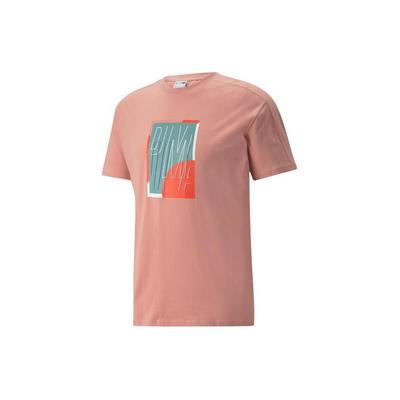 Puma Logo Print Casual Round Neck Short Sleeve T-Shirt Unisex Tops Rose-Pink 535381-24
