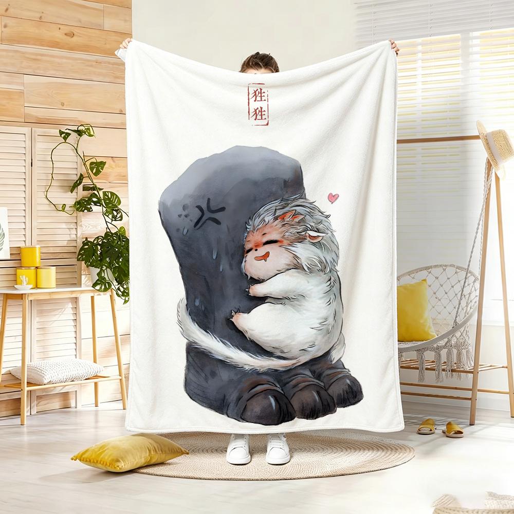 Cartoon S-Shan Hai Jing Beasts Throw Soft Warm Throw Blanket For Bedroom Living Room Bed Travel Camping Picnic Gift
