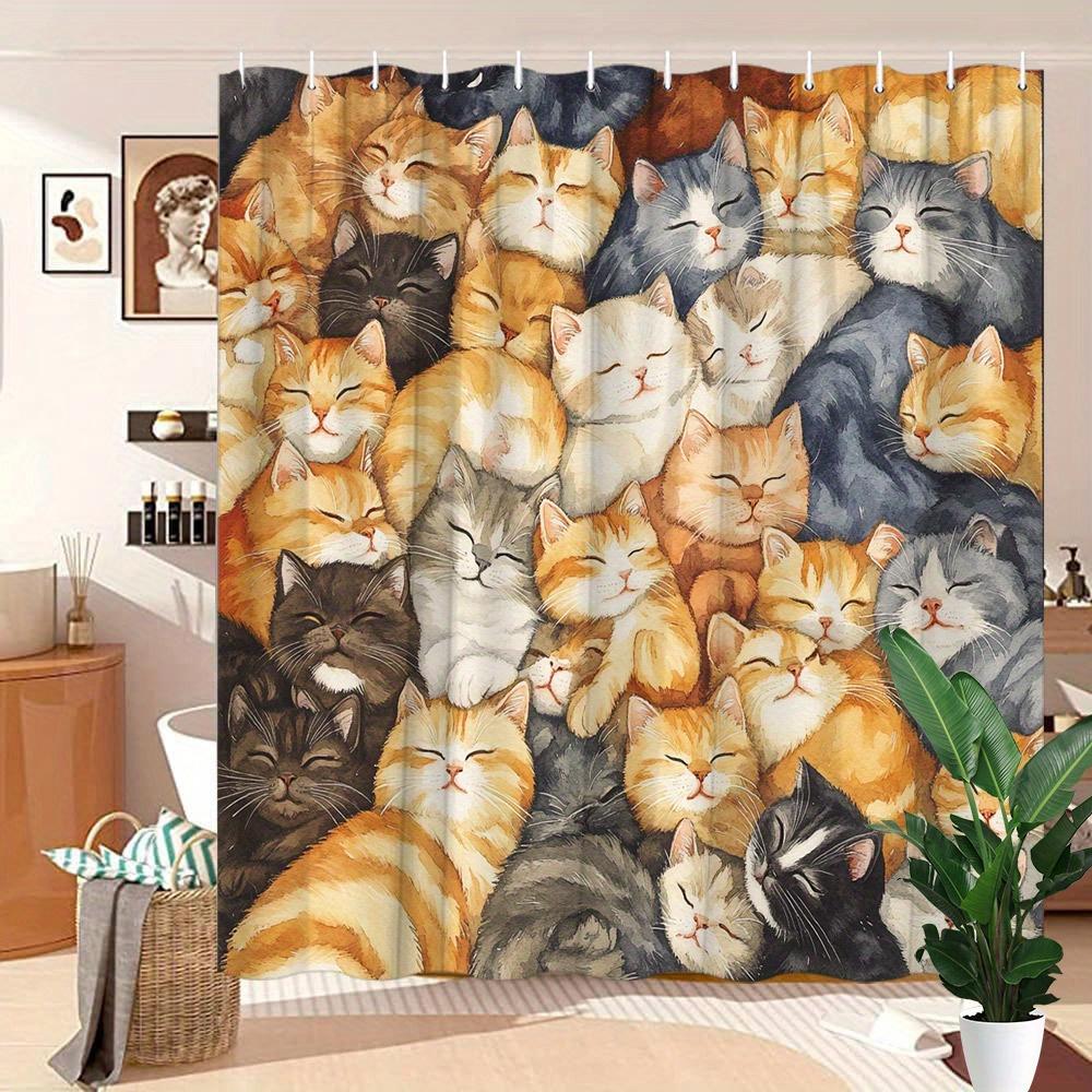 Different cat shower curtains - waterproof, easy to clean, adding boldness and modernity to your bathroom decor