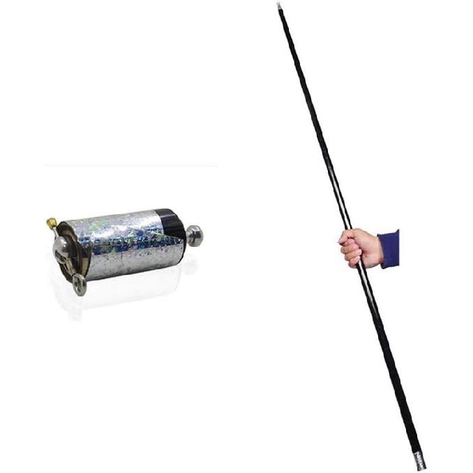 blue-ther 43.30 /110cm Metal Appearing Cane with Free Gloves Pocket Staff Magic Wand Stage Close-up Magic Tricks Illusions (Black)