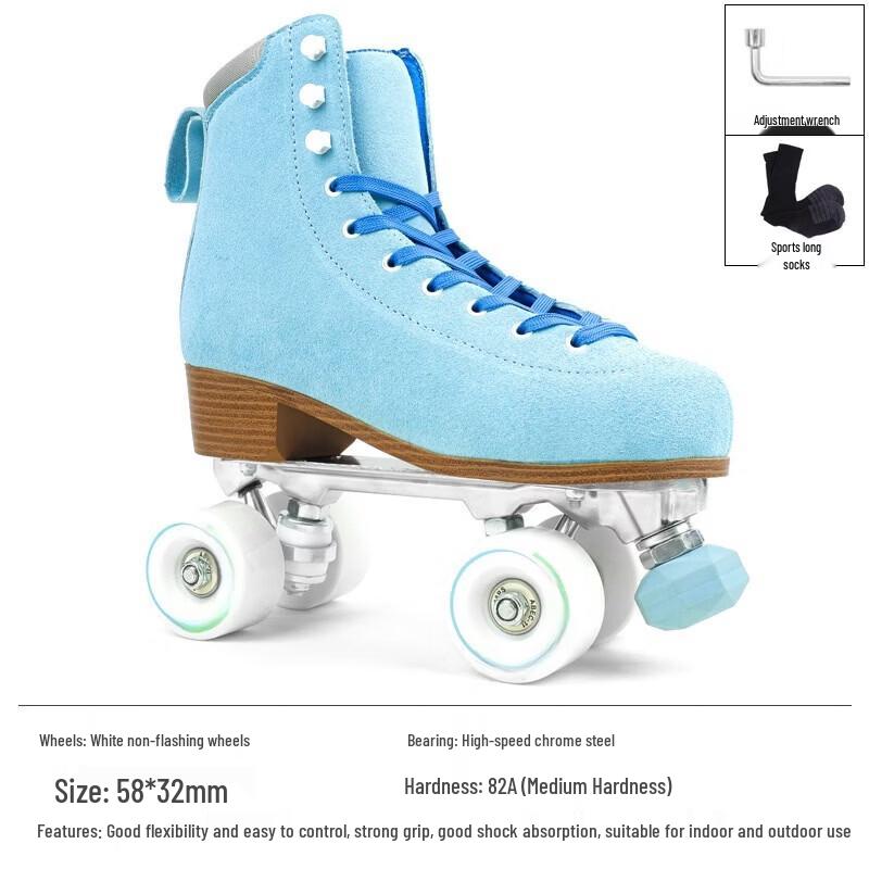 MDUG Blue Suede Double-Row Roller Skates