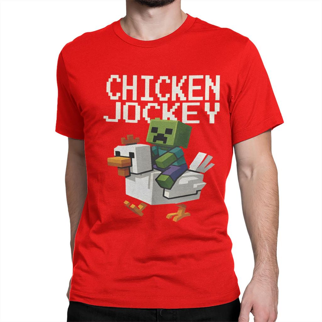Chicken Jockey Zombie Men Women's T Shirts Game Novelty Tee Shirt Short Sleeve Crew Neck T-Shirt Pure Cotton Gift Idea Clothing