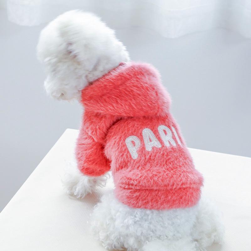 Pet Clothing Wholesale Autumn and Winter New Dog Clothing Warm Sweater Plus Velvet Paris Alphabet Sweater Pet Clothes