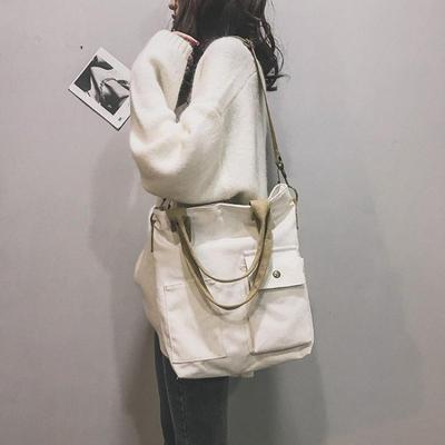 New Canvas Women Shoulder Bags for Girls Large Capacity Messenger Women's Handbags Solid Color Travel Female Crossbody Bag