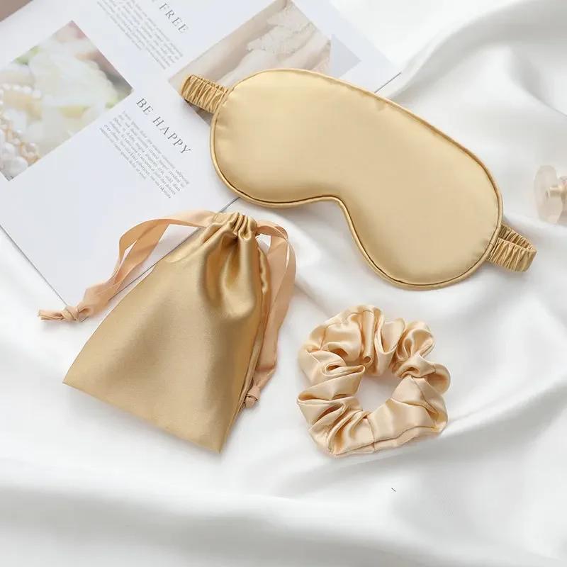 3Pcs Set Women Imitated Silk Sleep Eye Mask Eye Patches Eyeshade Blindfold Travel Rest Eye Cover Night Eyeshade