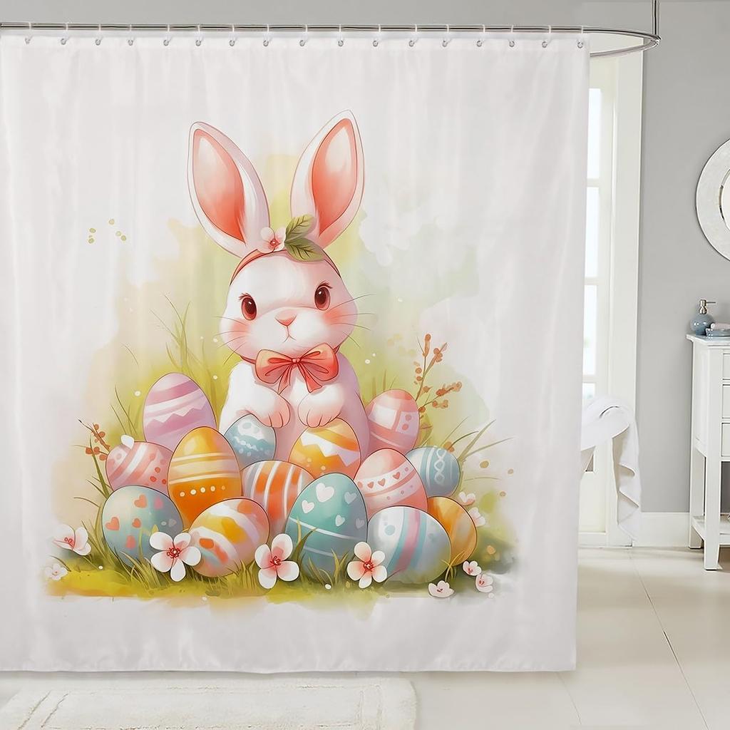 Cute Cats Shower Curtain for Kids Girls Teens Blue Floral Green Leaves Bathroom Accessories Home Garden Pets Animals Rustic Bath