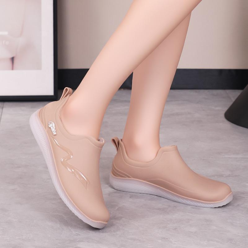 Shallow Rain Shoes Women's Fashion Adult Low-top Rain Boots Short Tube Non-slip Waterproof Shoes Soft Sole Kitchen Work Shoes
