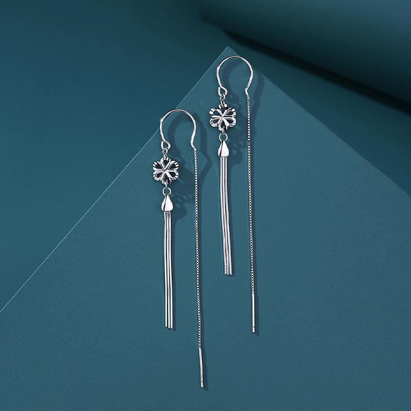 

French Style Chain Tassel Flower Hollow Dangle Earrings for Girls Charm Long Punk Drop Hanging Ear Line Female Fashion Jewelry